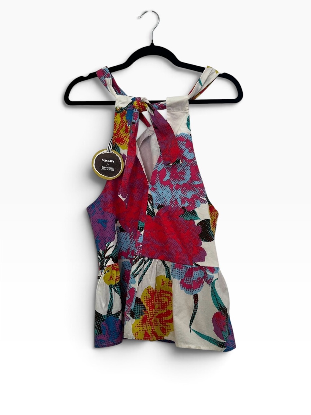 NWT Old Navy x Christopher John Rogers Bright Floral Peplum Halter Top